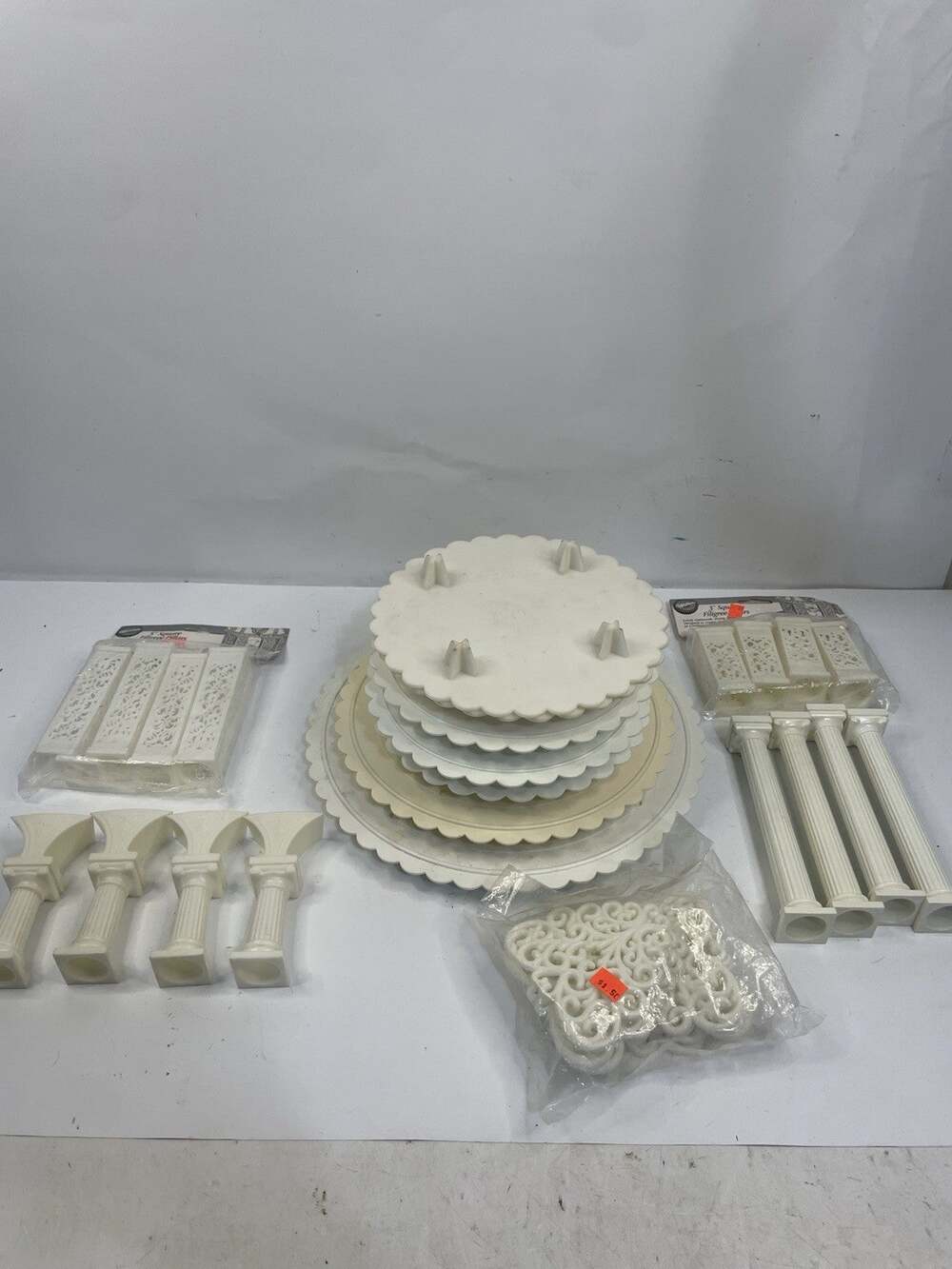 Vintage Wilton Cake Separator Plates Pillars and Filigree Decorating Lot